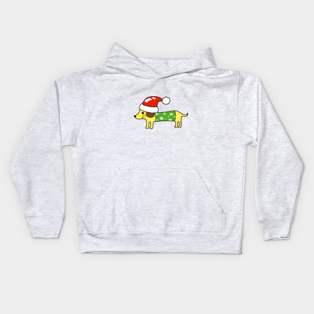 cute Christmas sausage dog Kids Hoodie by cartoonygifts